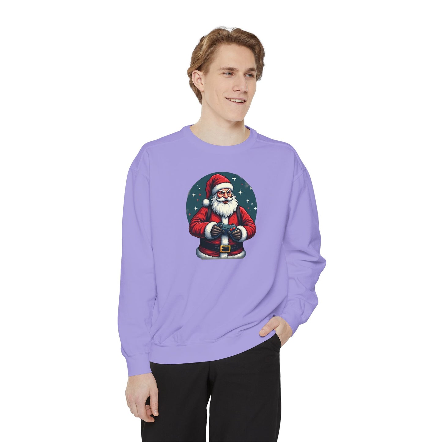 Gamer Santa, Unisex Garment-Dyed Sweatshirt