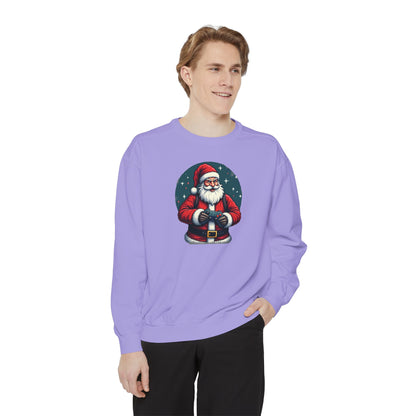 Gamer Santa, Unisex Garment-Dyed Sweatshirt