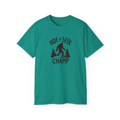 Hide n Seek Champ T-Shirt — Funny Bigfoot Sasquatch Tee