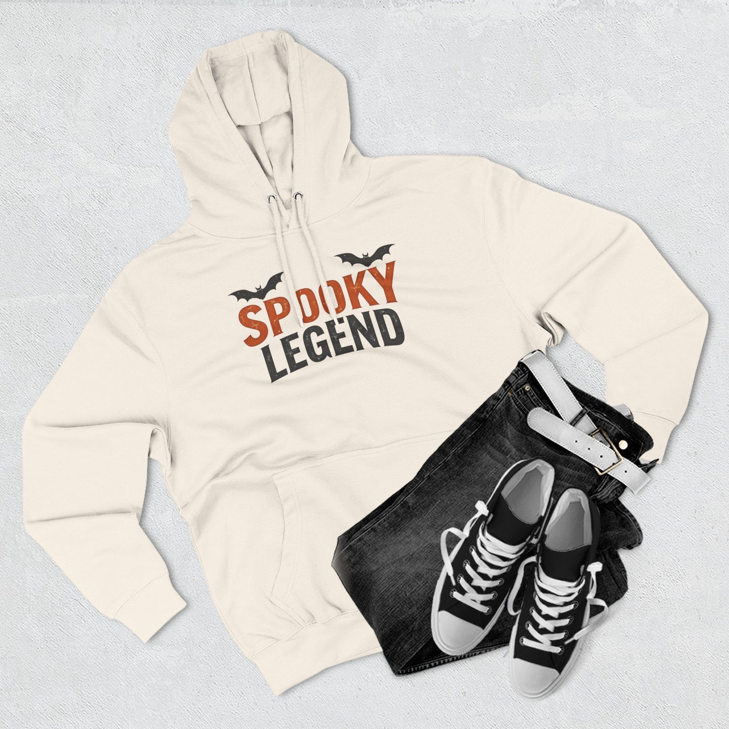 Spooky Legend Hoodie — Halloween Bat Graphic Fleece Sweatshirt