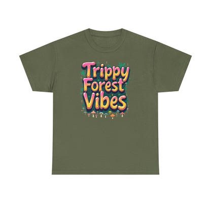 Trippy Forest Vibes Tee, Unisex Cotton T-Shirt, Bohemian Graphic Tee, Psychedelic Shirt, Nature Lover Gift, Festival Apparel - Psychonaut Swag