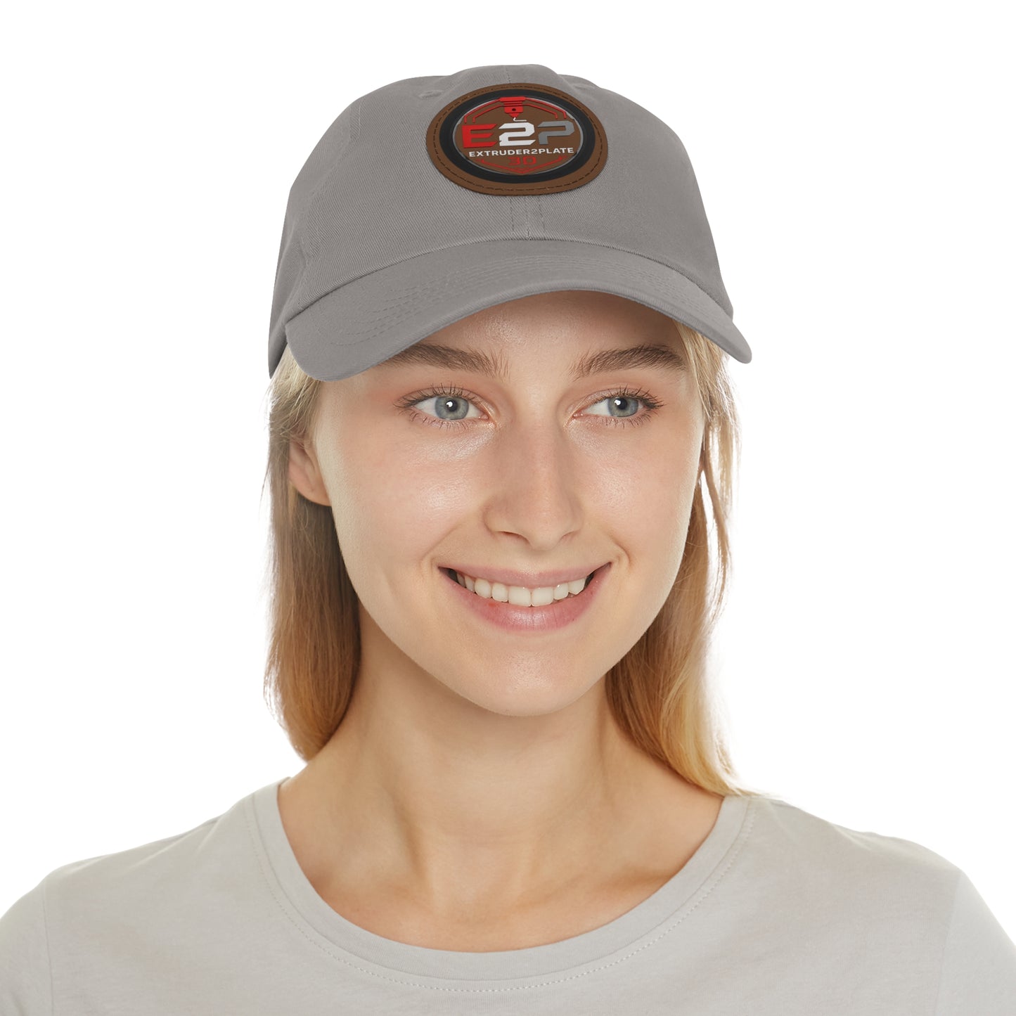 Extruder2Plate, Dad Hat with Leather Patch (Round)