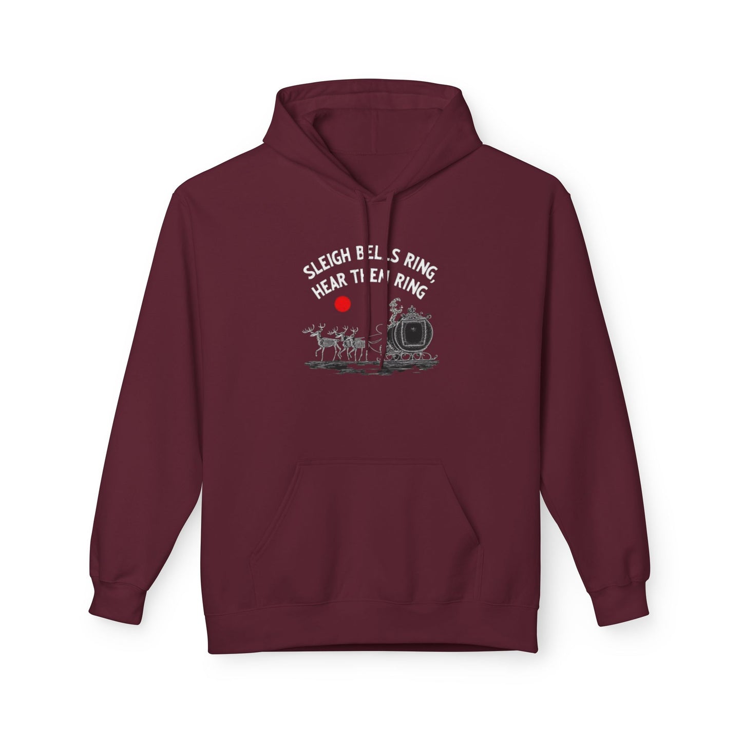 Christmas Hoodie - 'Sleigh Bells Ring, Hear Them Ring' Vintage Santa Sleigh Design