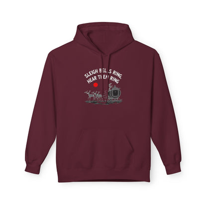 Christmas Hoodie - 'Sleigh Bells Ring, Hear Them Ring' Vintage Santa Sleigh Design