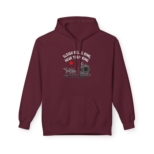Christmas Hoodie - 'Sleigh Bells Ring, Hear Them Ring' Vintage Santa Sleigh Design
