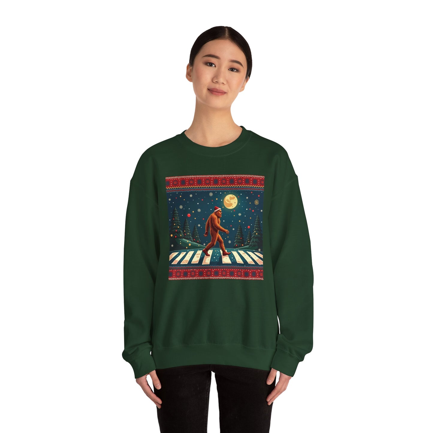 Bigfoot Holiday Sweatshirt — Sasquatch Crossing Winter Christmas Crewneck