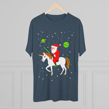 Christmas Space Santa Riding Unicorn T‑Shirt
