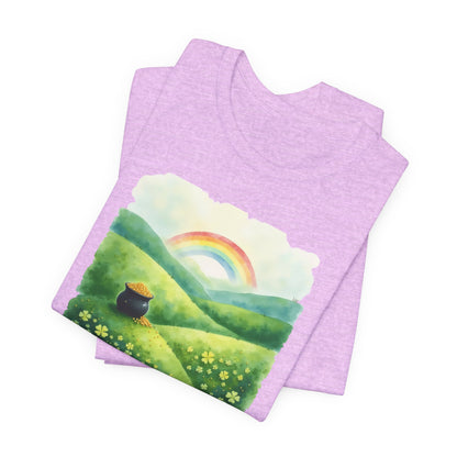 Rainbow with pot of gold, Unisex Jersey Short Sleeve Tee