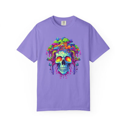 Trippy Skull Vibe, Unisex Garment-Dyed T-shirt