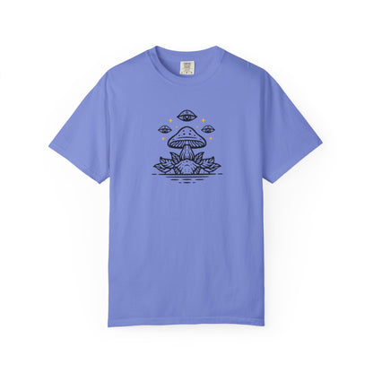 Mushroom Gift from Visitors, Unisex Garment-Dyed T-shirt - Psychonaut Swag