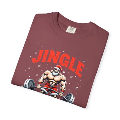 Jingle Weights T-Shirt — Santa Weightlifting Gym Tee (Christmas Fitness Gift)