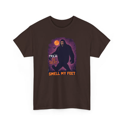 Halloween Bigfoot Tee, Unisex Cotton T-Shirt, Trick or Treat Shirt, Smell My Feet Design, Funny Halloween Apparel
