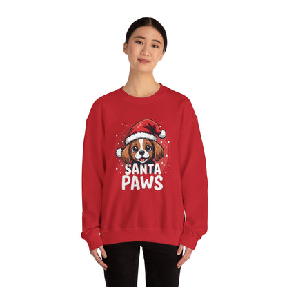 Christmas Dog Sweatshirt — "Santa Paws" Cute Puppy Holiday Crewneck