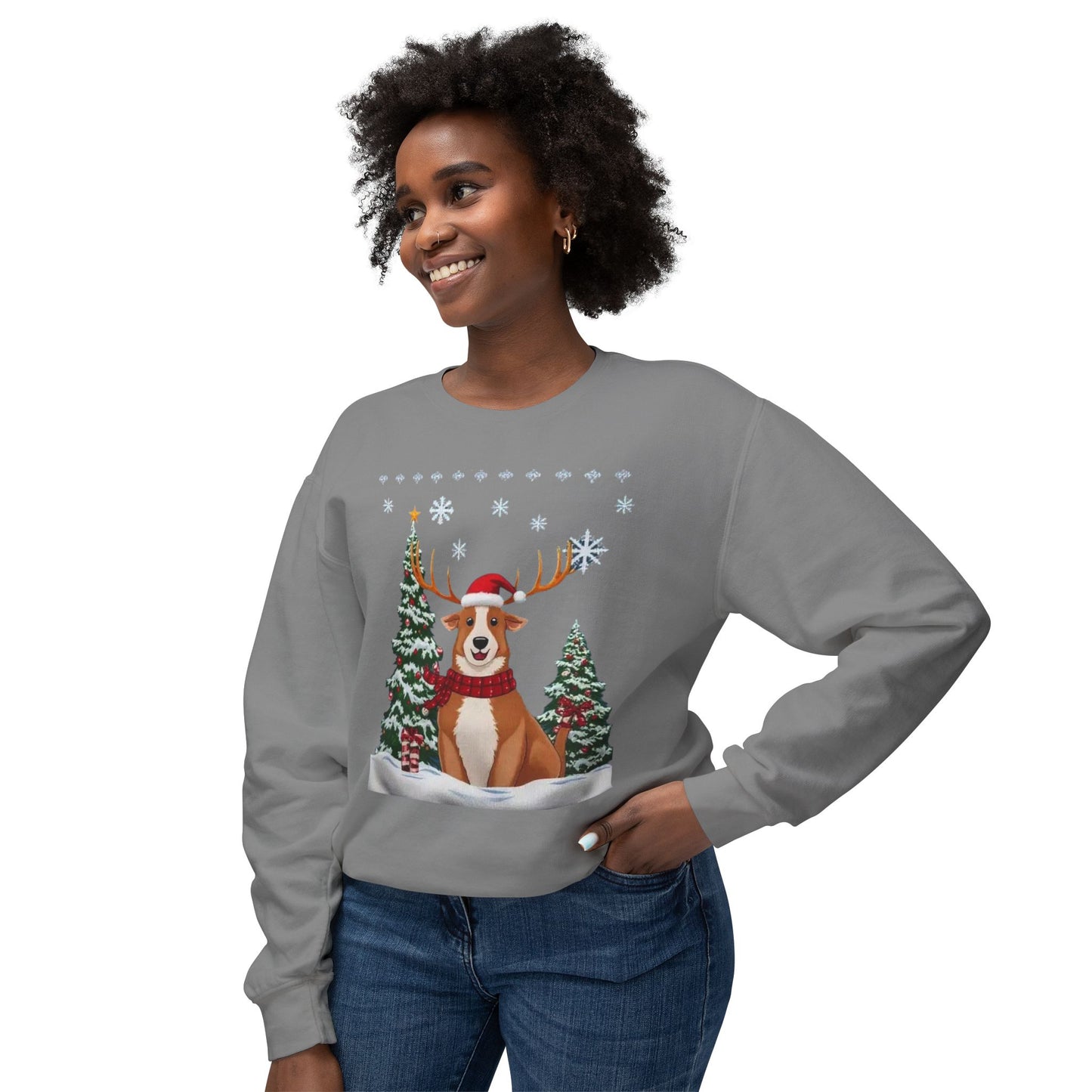 Christmas Corgi Sweatshirt - Festive Dog Reindeer Holiday Crewneck