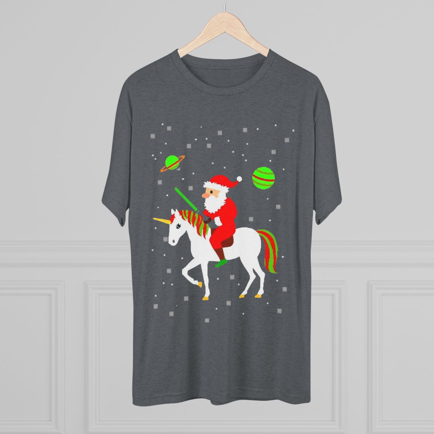 Christmas Space Santa Riding Unicorn T‑Shirt