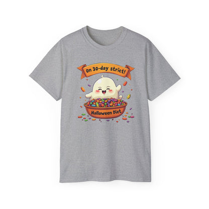 Funny Halloween Diet, Unisex Tee, Cute Ghost Humor Shirt, Gift for Halloween Lovers, Halloween Diet T-Shirt, Spooky Season Apparel