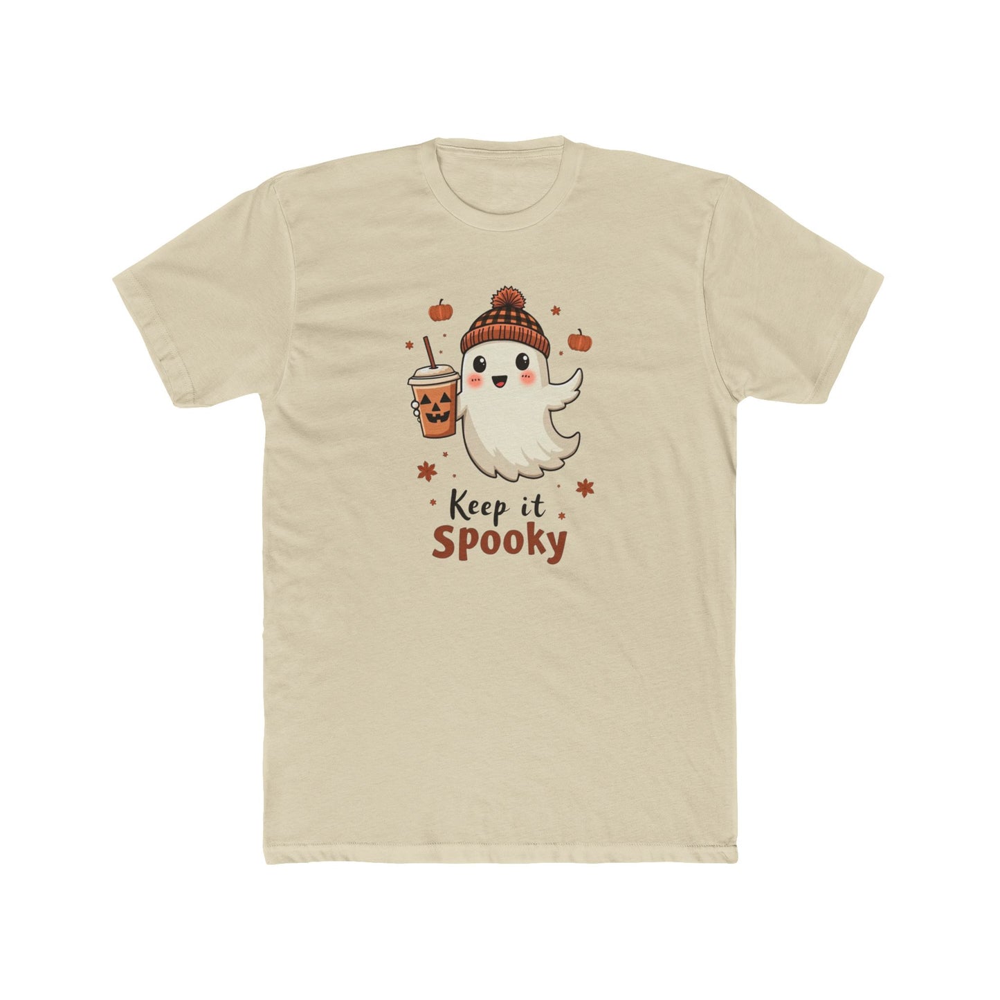 Keep It Spooky Ghost Tee — Cute Halloween Ghost with Pumpkin Drink