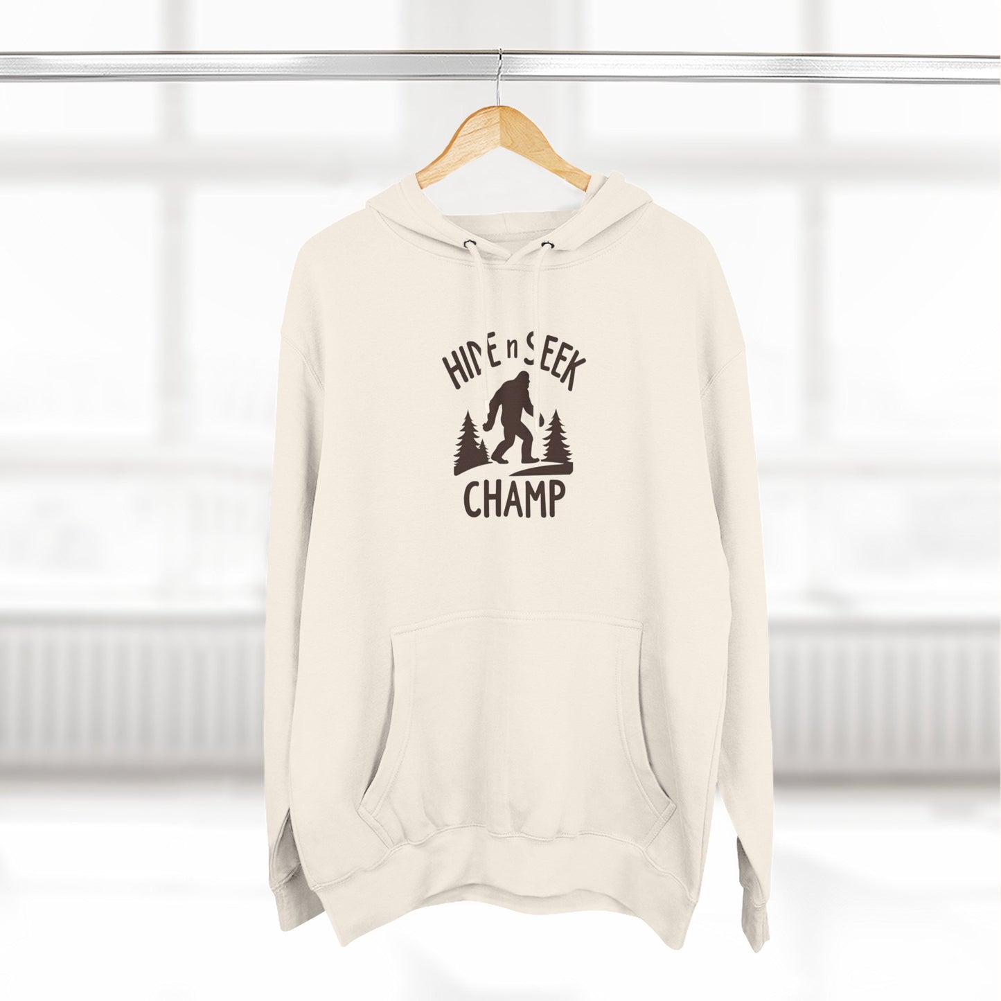 Hide & Seek Champ Hoodie — Bigfoot Sasquatch Graphic Pullover