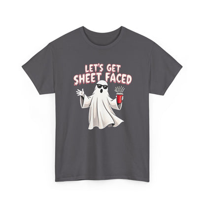 Let's Get Sheet Faced Ghost T‑Shirt — Funny Halloween Party Tee