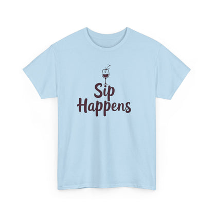 Sip Happens Unisex Heavy Cotton Tee - Funny Graphic Shirt, Casual Wear, Gift for Coffee Lovers, Everyday Comfort, Birthday Party T-Shirt - Psychonaut Swag