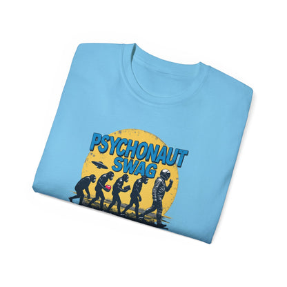 Psychonaut Evolution of Man Sunset, Unisex Tee, Retro Graphic T-Shirt, Music Festival Attire, Gift for Gamers, Casual Streetwear
