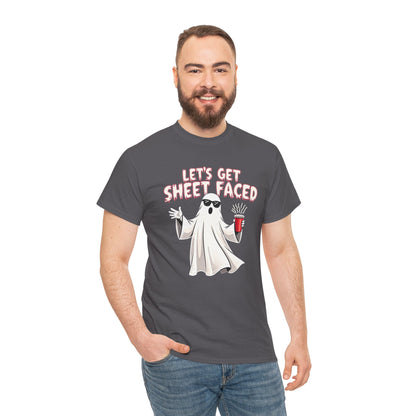 Let's Get Sheet Faced Ghost T‑Shirt — Funny Halloween Party Tee