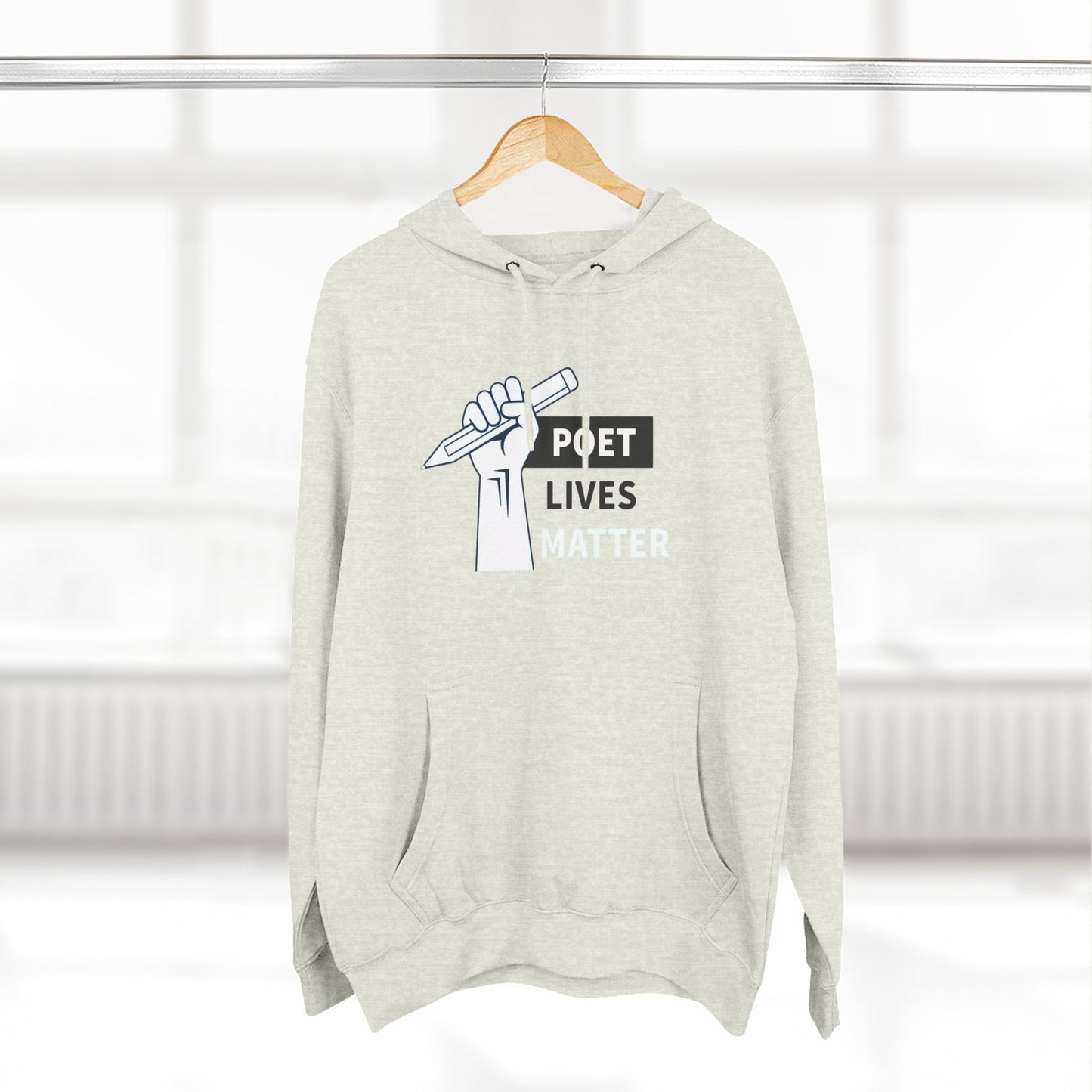 Poet Lives Hoodie — Minimalist Writer Fist Pen Graphic Pullover