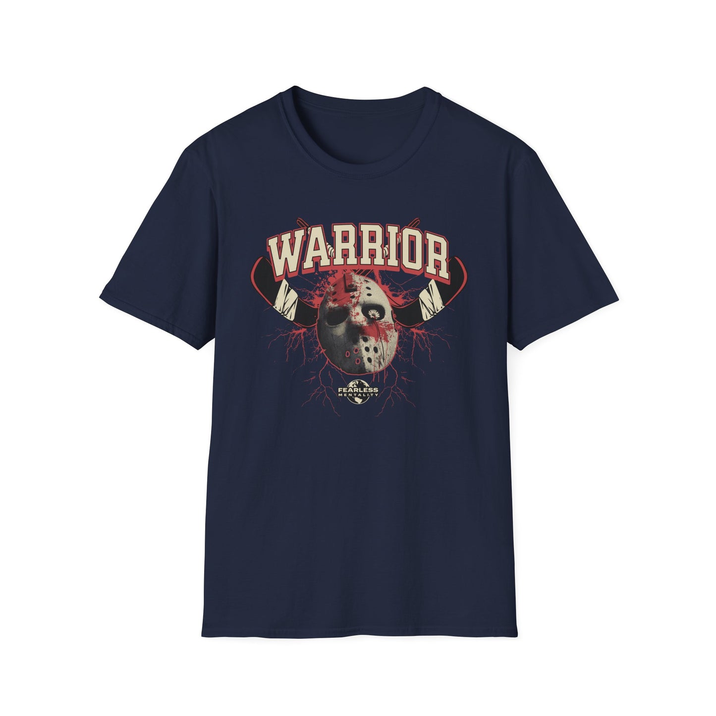 Warrior Hockey Mask T-Shirt — Vintage Sports Skull Design