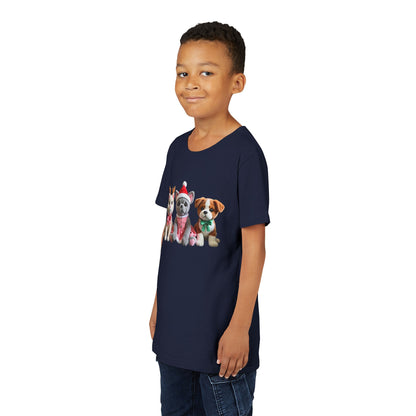 Kids Christmas Puppy Tee — Cute Festive Dogs in Santa Hats