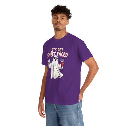 Let's Get Sheet Faced Ghost T‑Shirt — Funny Halloween Party Tee