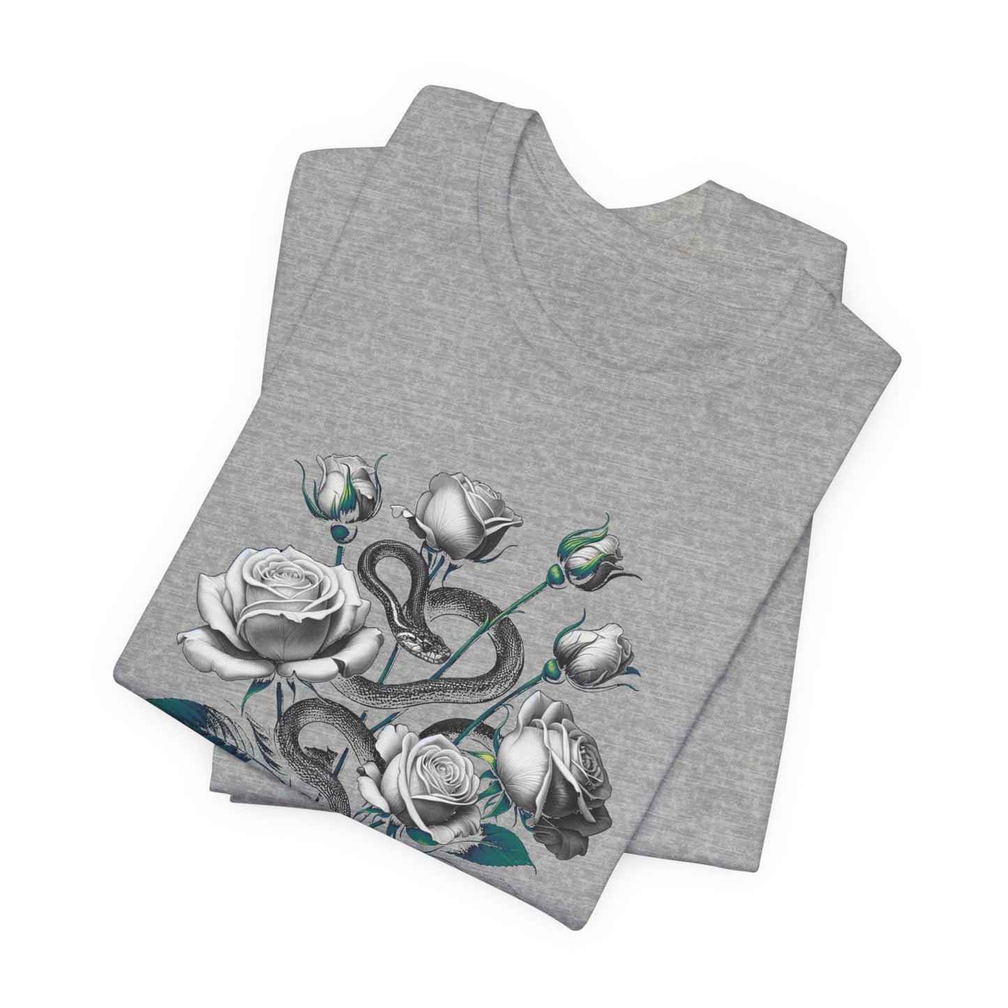Rose and Snake Graphic Tee – Gothic Floral Vintage Shirt