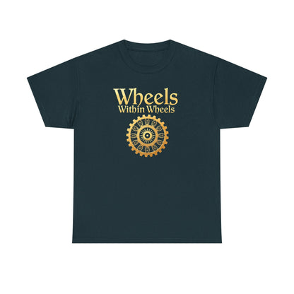 Wheels within wheels, Unisex Heavy Cotton Tee, Casual Wear, Gift for Cyclists, Graphic T-Shirt, Birthday Gift, Summer Style - Psychonaut Swag