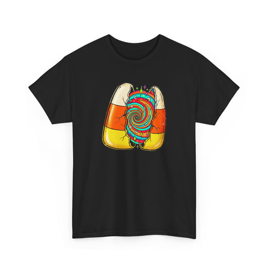 Candy Corn Psychedelic Swirl T-Shirt — Halloween Candy Twist Tee