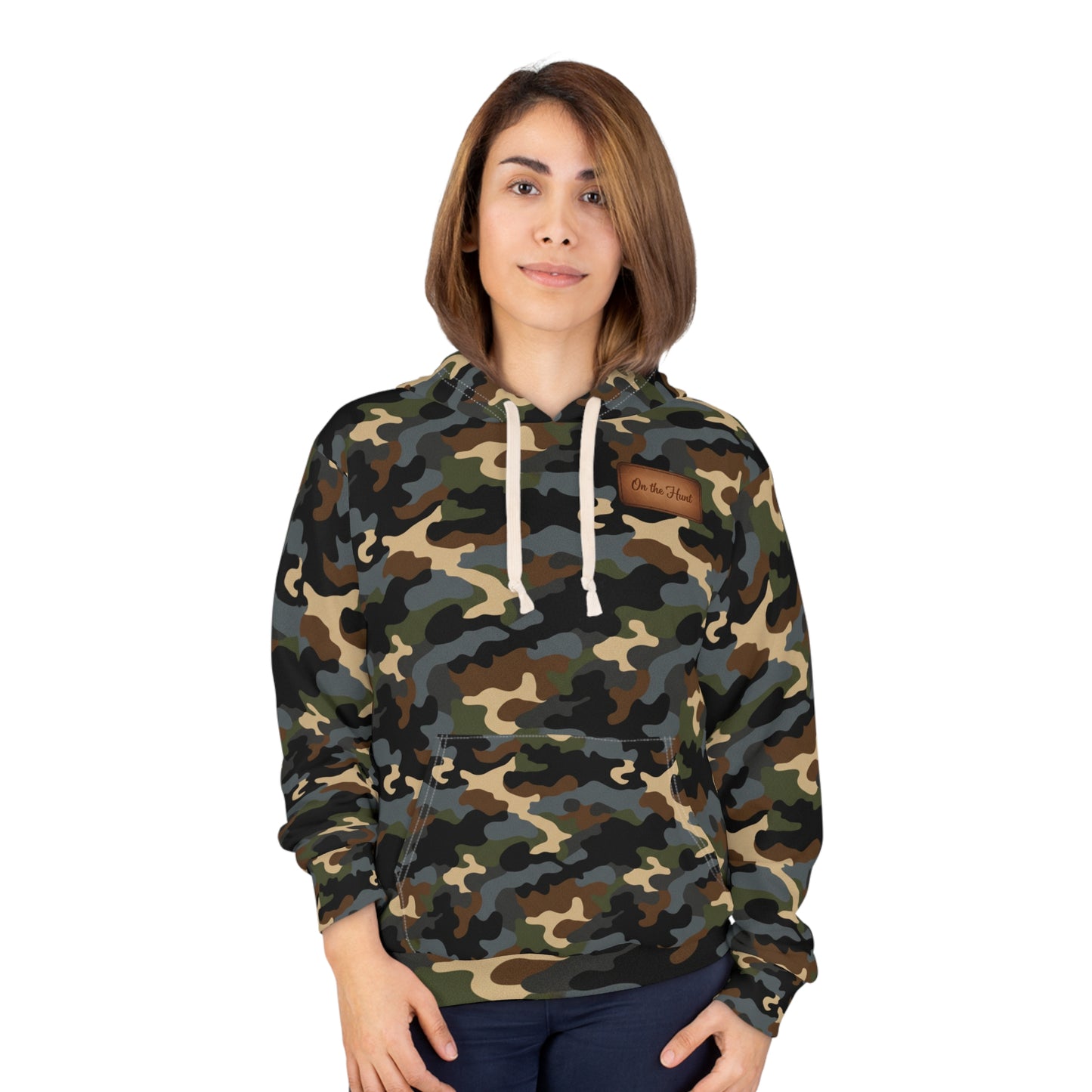 On the Hunt, Camo All-Over Print Hoodie — Classic Woodland Camouflage Pullover