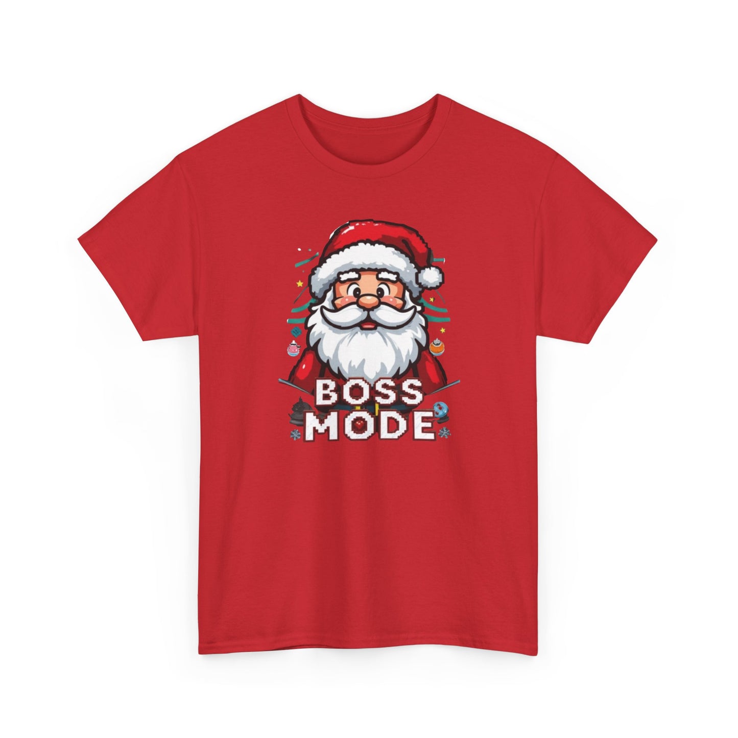 Boss Mode Santa T-Shirt — Funny Christmas Tee with 'Boss Mode' Santa Design