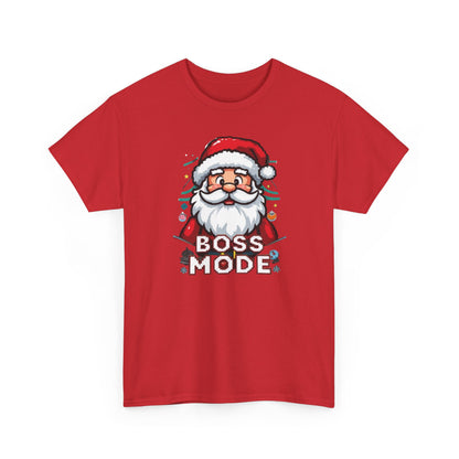 Boss Mode Santa T-Shirt — Funny Christmas Tee with 'Boss Mode' Santa Design