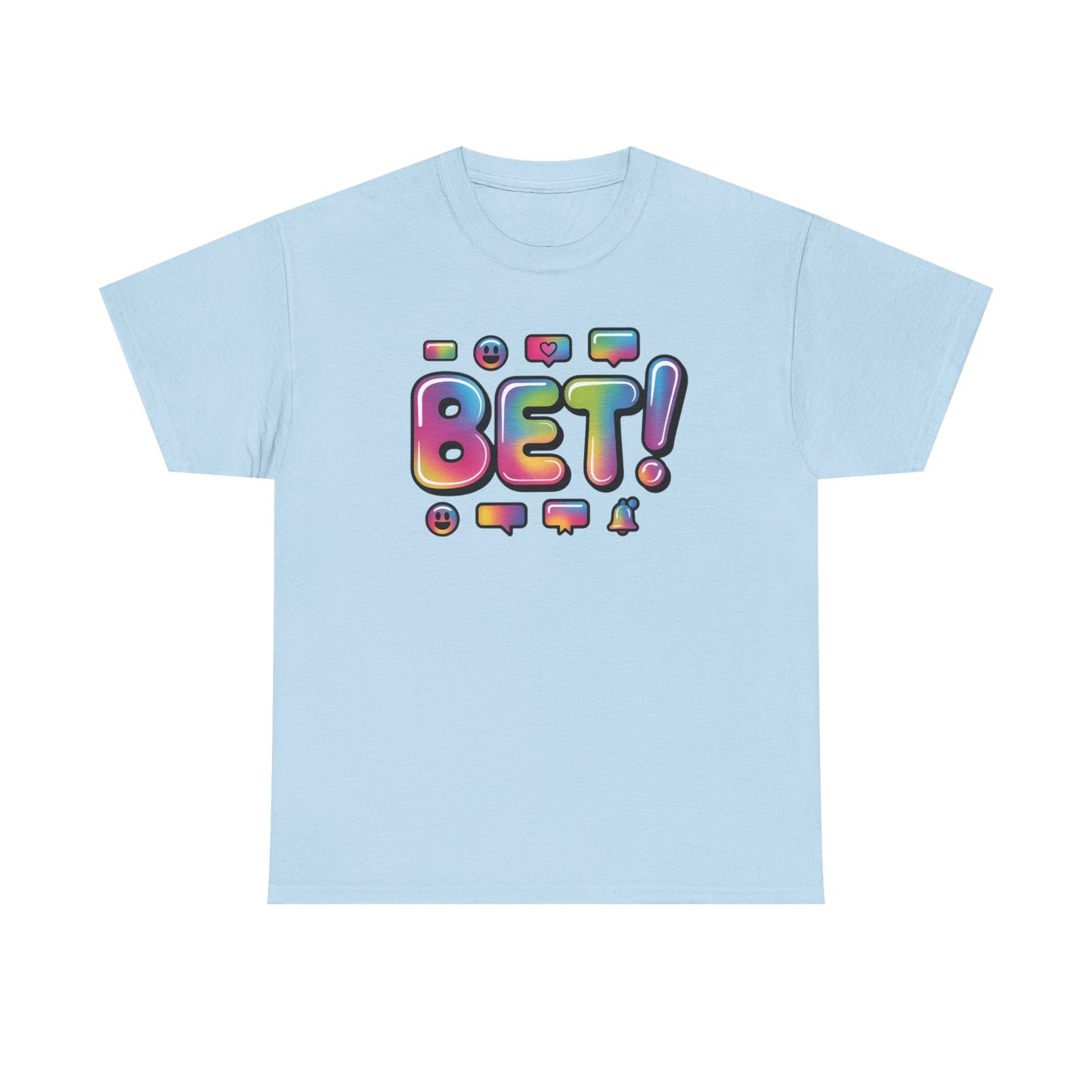 Bet! Colorful Speech Bubble Graphic Tee — Casual Youth Streetwear T-Shirt