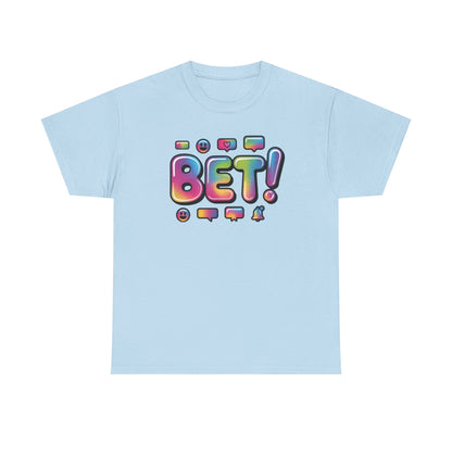 Bet! Colorful Speech Bubble Graphic Tee — Casual Youth Streetwear T-Shirt
