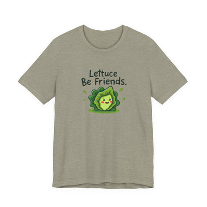Lettuce Be Friends, Unisex Tee, Casual Wear, Gift for Vegetarians, Summer T-Shirt, Eco-Friendly Apparel - Psychonaut Swag