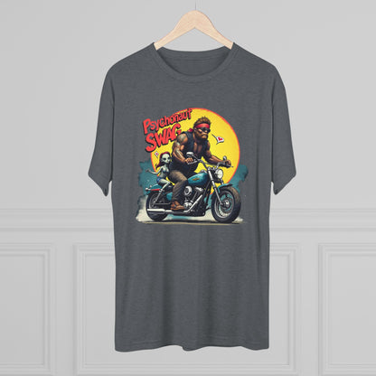 Psychonaut Swag Bigfoot on Motorcycle T-Shirt — Retro Biker Graphic Tee