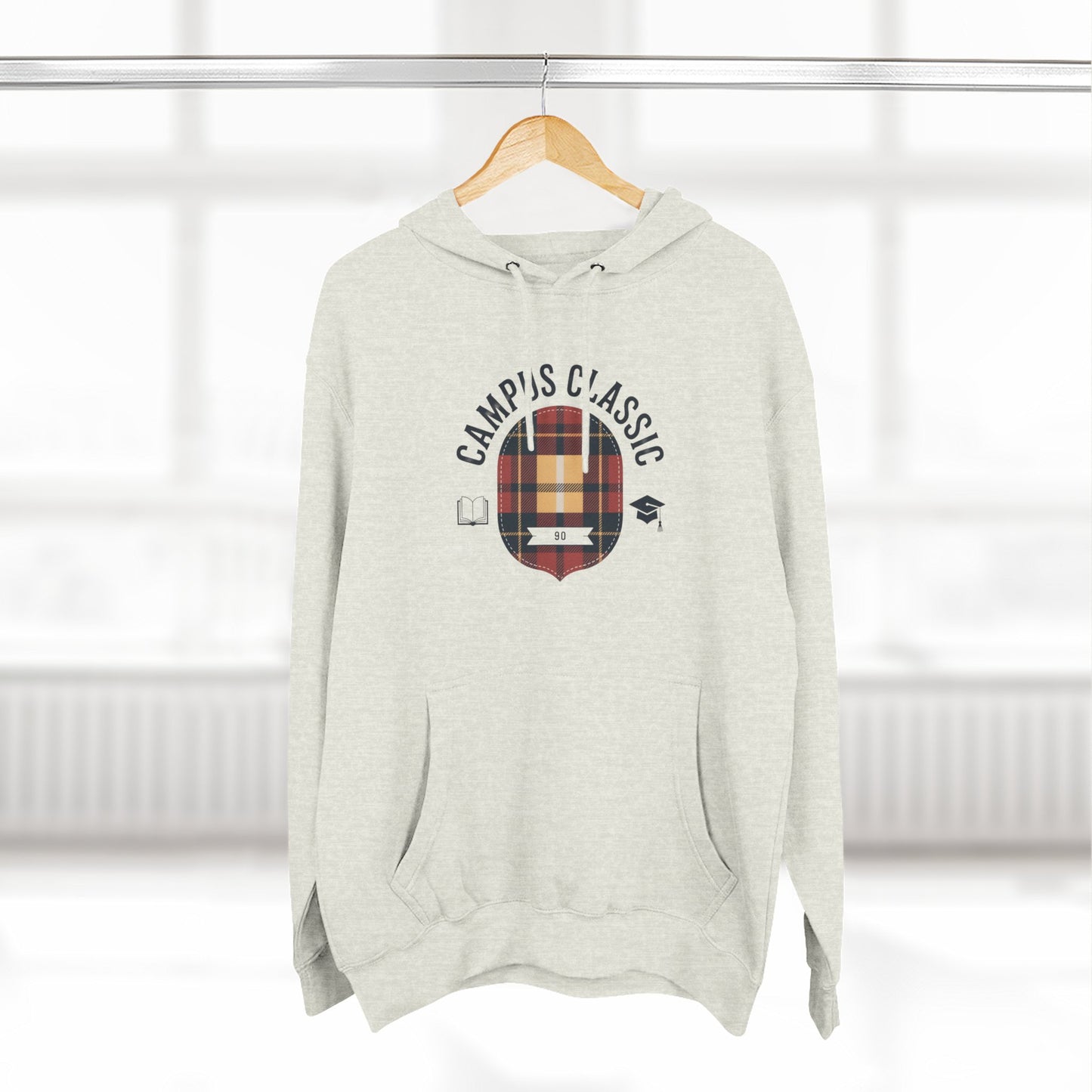 Campfire Classic Plaid Hoodie — Vintage Camping Fleece Pullover