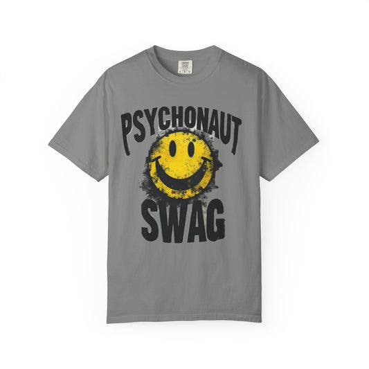Psychonaut Swag Yellow Smiley Face, Trendy Graphic Tee for Festival Lovers, Casual Wear, Gifts, Street Style