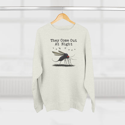 Mosquito, They come out at night, Cozy Nighttime Crewneck Sweatshirt, perfect for casual wear, gift for nature lovers, cozy evenings, Halloween, spooky season, graphic [...] - Psychonaut Swag