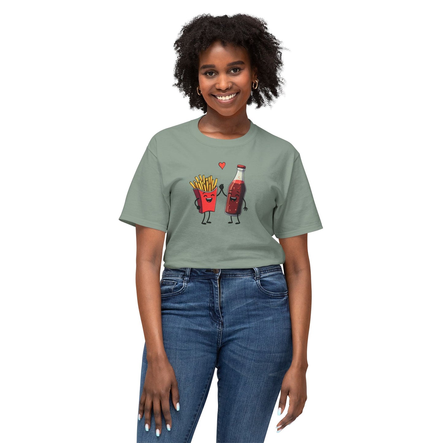Fries & Soda Love T-Shirt — Cute Cartoon Food Couple Tee