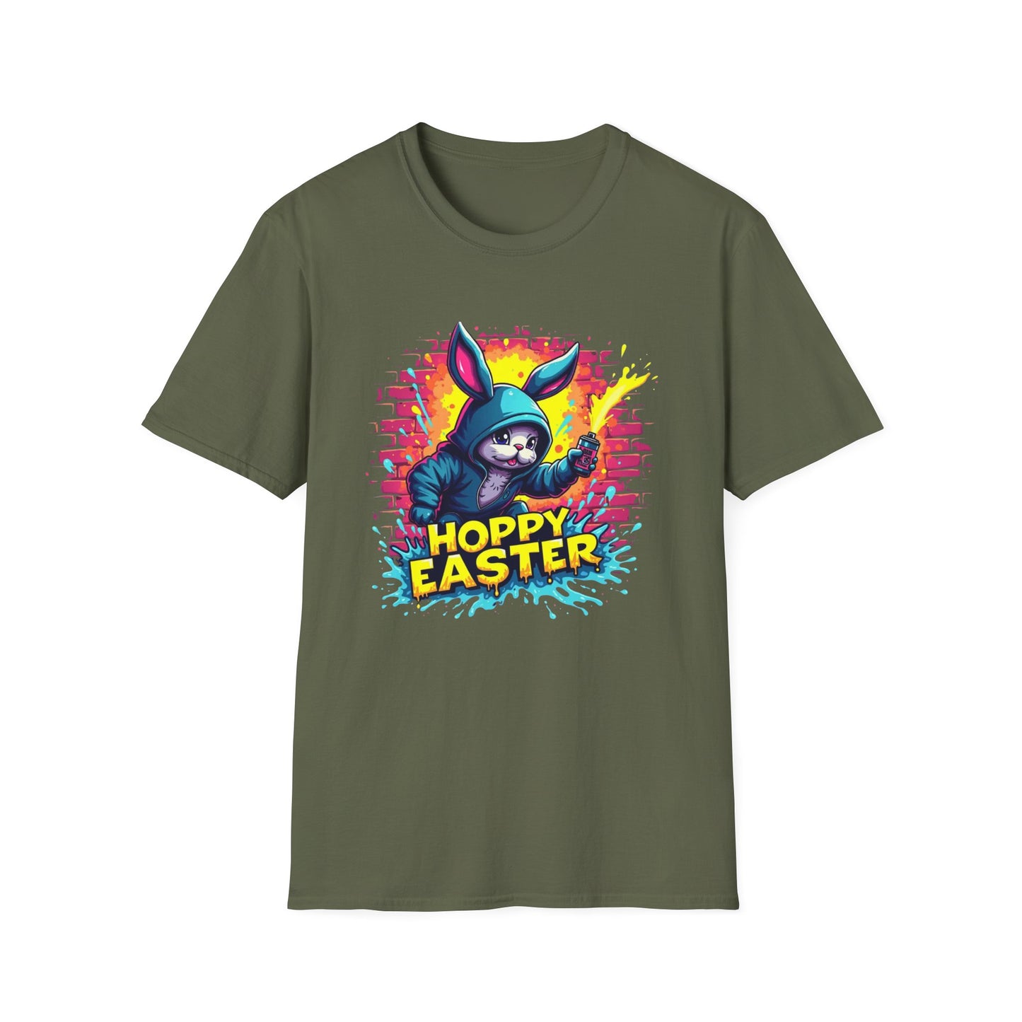 Easter Bunny 'Hoppy Easter' T-Shirt — Colorful Neon Bunny Graphic Tee