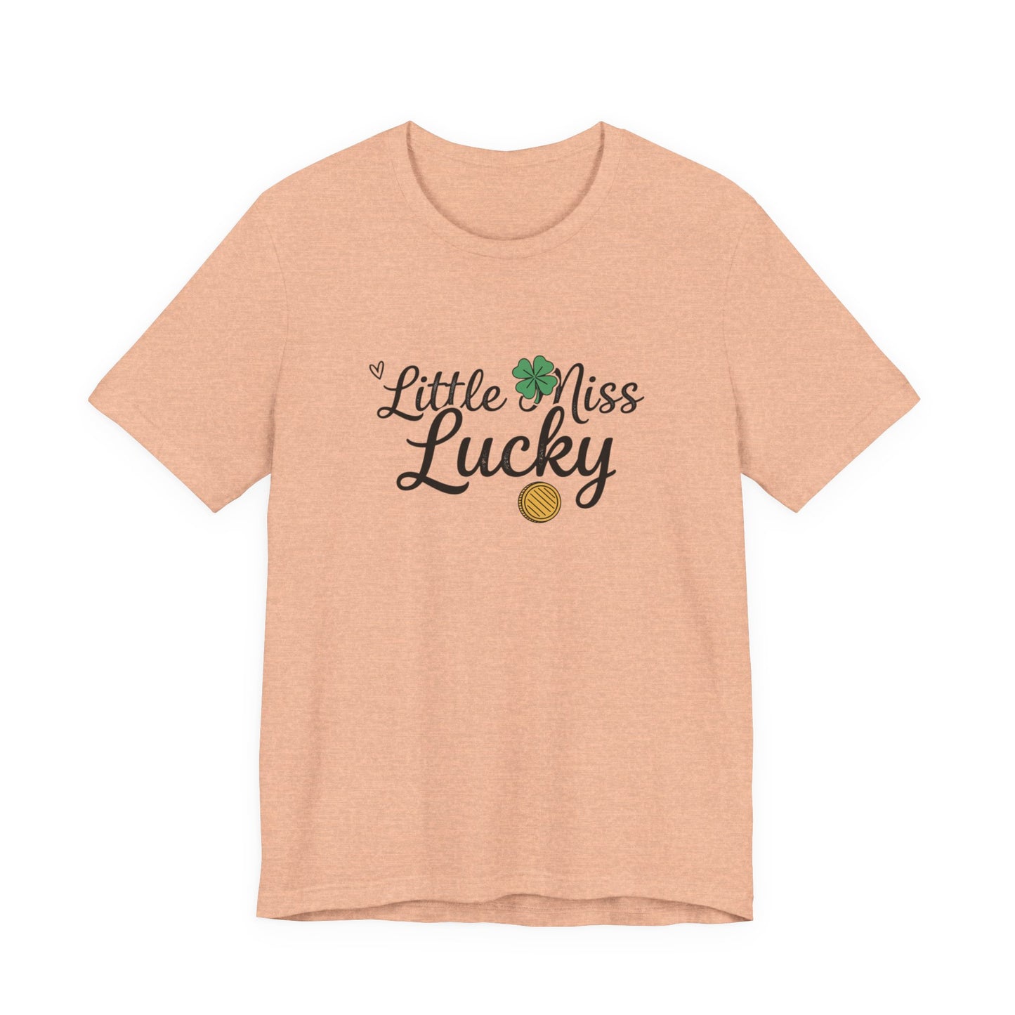 Little Miss Lucky T-Shirt — St. Patrick’s Day Girls’ Tee with Shamrock & Gold Coin