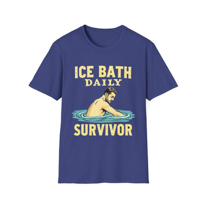 Ice Bath Daily Survivor Unisex Softstyle T-Shirt, Motivational Tee, Gift for Survival Enthusiasts, Fitness Apparel, Recovery Shirt - Psychonaut Swag