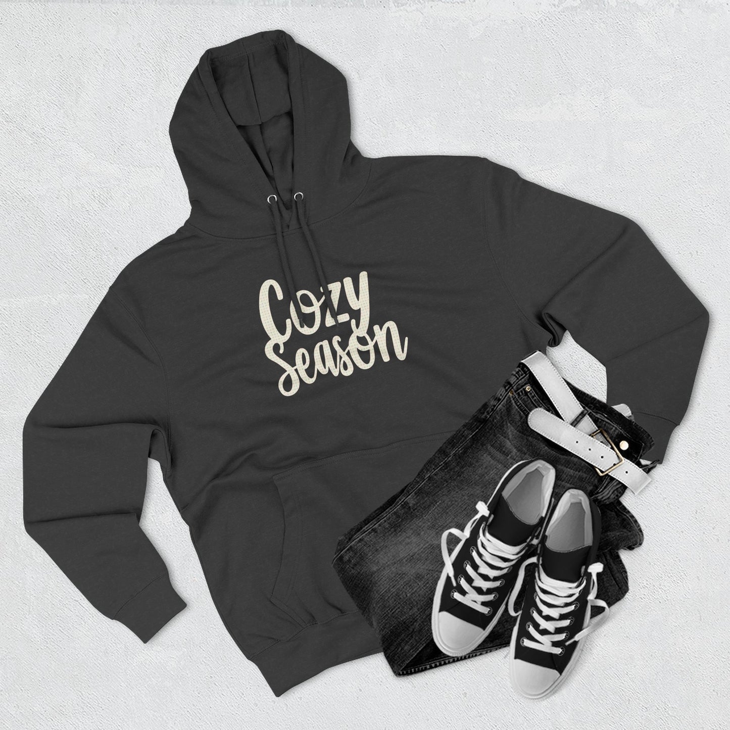 Cozy Season Hoodie — Soft Fleece Pullover with Script Graphic