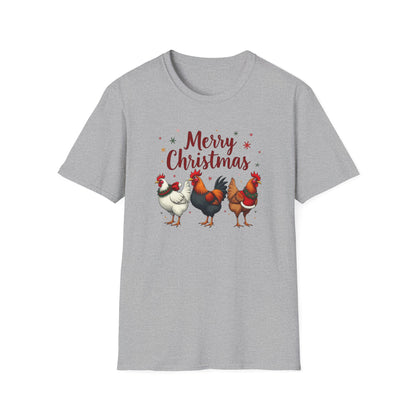 Merry Christmas Chicken Tee — Festive Rooster Holiday T-Shirt