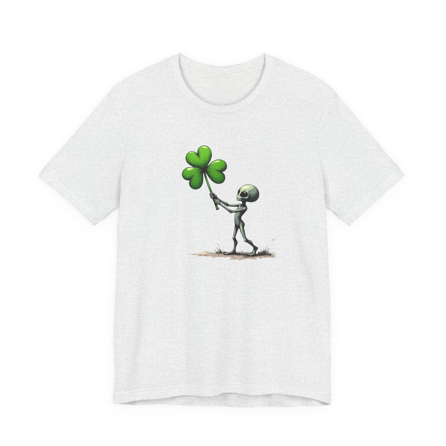 Alien Holding Clover T-Shirt — Cute St. Patrick’s Day Graphic Tee